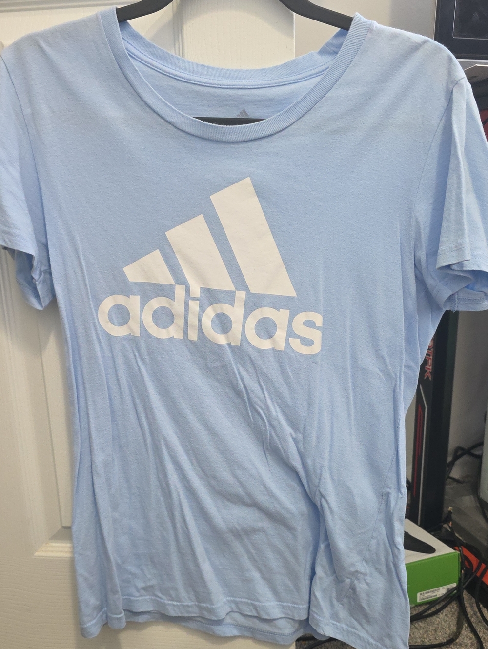 adidas Light Blue Tee with White Logo